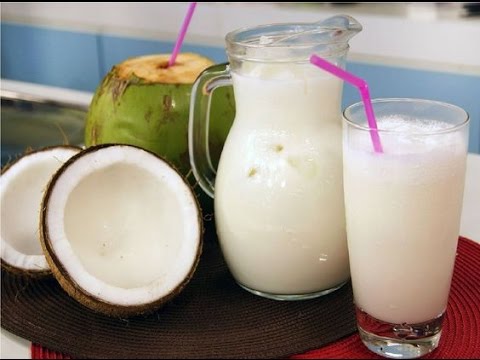 agua de coco con leche, receta de mexico