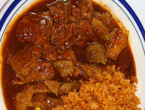 carne de cerdo con chile, receta mexicana, comida de méxico