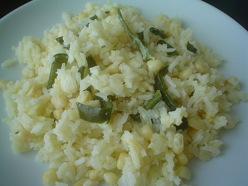arroz con chiles poblanos