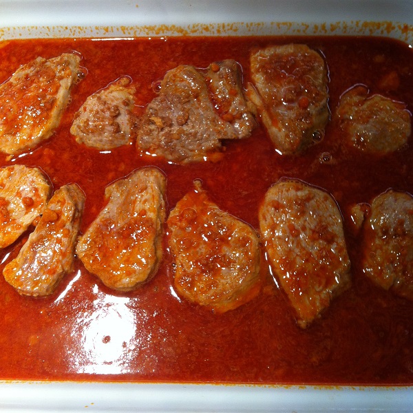 Receta Carne de puerco en salsa roja